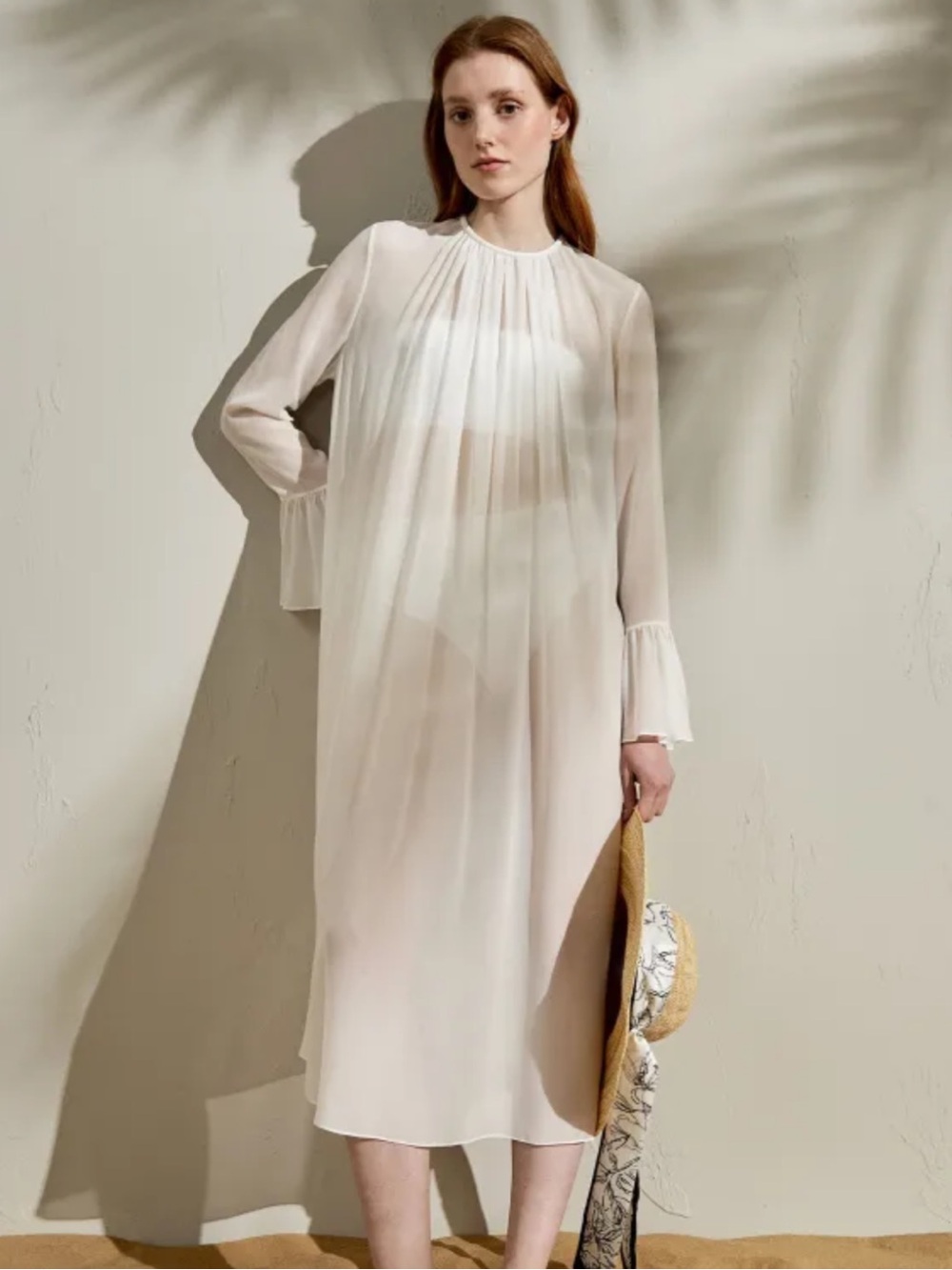 Lily Silk Crewneck Silk Georgette Dress S